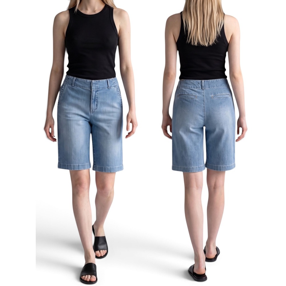 Vtg Y2K Victoria's Secret London Jean Denim Bermuda Shorts Women's 14 Light Wash